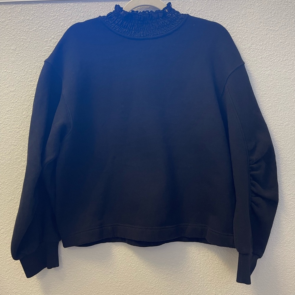 Zara black sweater with puffy arms and lace collar